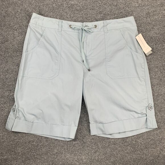 Charter Club Shorts Womens 16 Allison Fit Cloud Blue Modern Mid Rise Drawcord - Picture 2 of 12